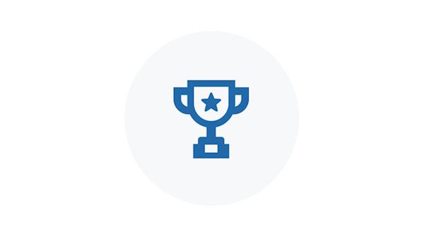 Blue Icon of a Award Cup with a Star on it